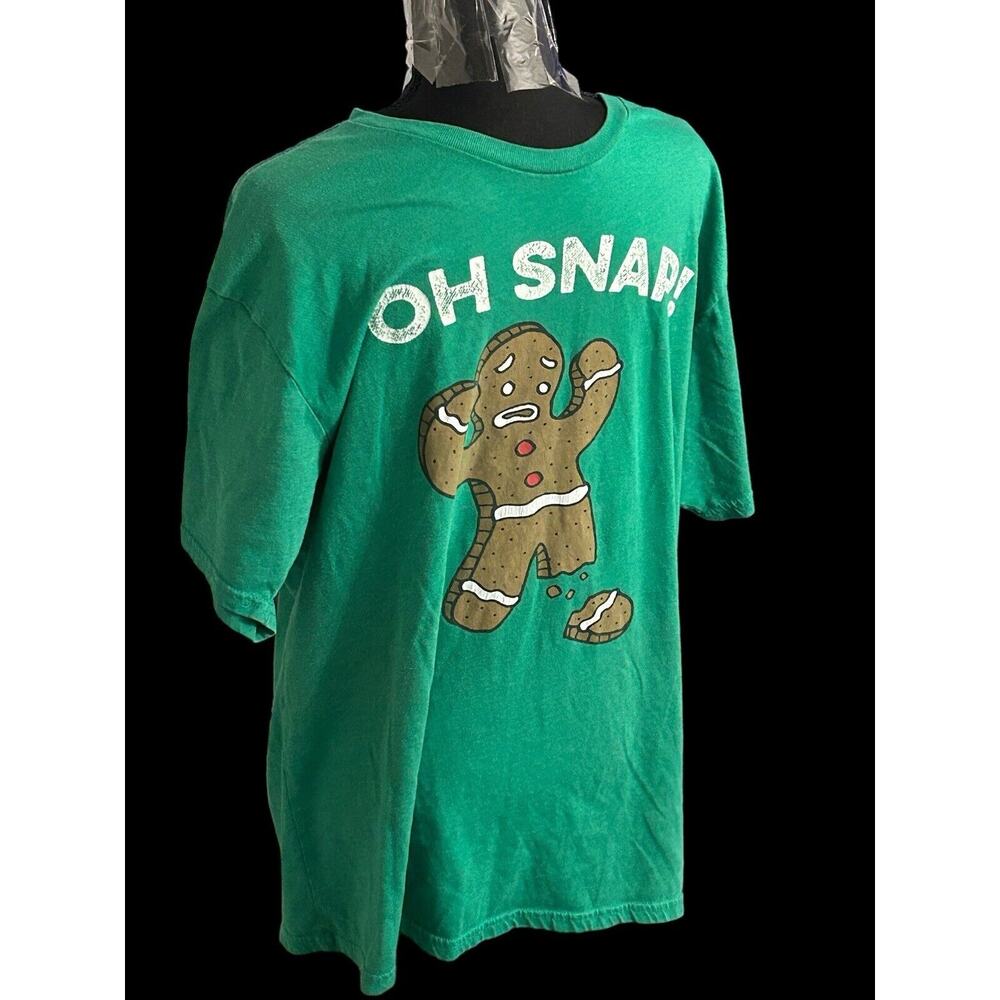 Gingerbread Man Shirt Men's Large OH Snap! Funny Christmas Tee Holiday‎ Time - Picture 2 of 6